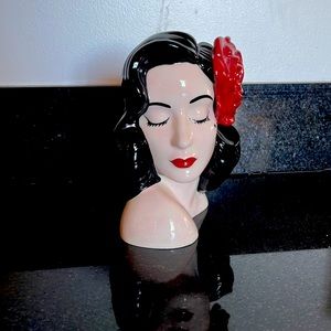 Dita Von Teese Head Vase - Red Rose style